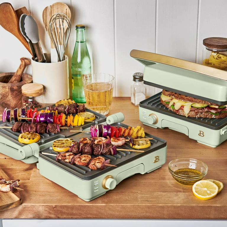Beautiful 2-in-1 Panini Press Grill, Sage Green by Drew