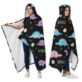 thumbnail image 2 of Wearable Blanket,Black Cartoon Dinosaurs Eggs Stars Pattern Hooded Wearable Flannel Blanket for Adults & Teens,Winter Poncho Shawl Wrap Cape Cozy Anti-Pill,50"x60", 2 of 5