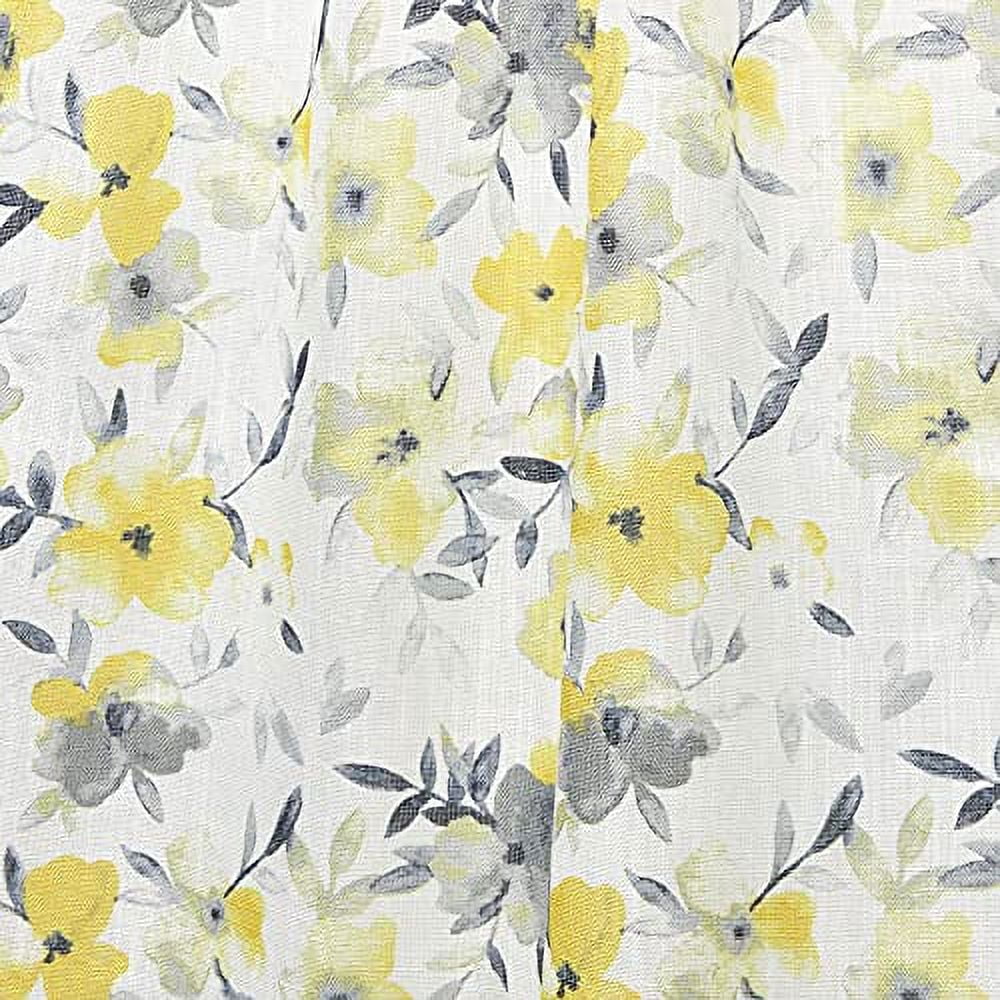 Nicole Miller New York Hattie Light Filtering, Semi Sheer Rod Pocket Curtain Panels, 54"x96", Yellow, Set of 2