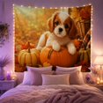 thumbnail image 2 of Cute Puppy on Pumpkin with Maple Leaves, Cozy Rustic Style for Dog Lovers, Harvest Wall Art, Housewarming Gift, Tapestry Wall Hanging for Bedroom, Living Room and Entryway, 2 of 7