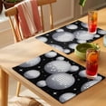 thumbnail image 4 of Black Grey Ball Placemats Set of 6 Modern Abstract Art Place Mats Indoor Wipeable Table Mats Washable Cloth Dining Table Placemats for Kitchen Holiday Party Home Decor 13x19 Inch, 4 of 9