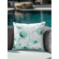 thumbnail image 4 of Waterproof Outdoor Throw Pillows with Inserts 16"x16", Teal Spring Floral Soft Decorative Pillowcases for Couch Bedroom, Summer Botanical Watercolor Vintage Pillow Covers for Sofa Living Room, 4 of 8