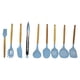 thumbnail image 1 of JUEGO DE 10 UTENSILIOS DE SILICONA COLOR AZUL CLARO CON MANGO DE MADERA Y CANTARO 39785, 1 of 2