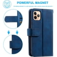 thumbnail image 4 of WillCase Leather Wallet Magnetic Case Shockproof Leather Zipper Flip Cover Credit Card Holder with 9 Card Slots for iPhone 14 Pro (Blue), 4 of 8