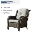 thumbnail image 4 of PARKWELL 3PCS Outdoor Conversation Set Patio Wicker Cushioned Sofa Lounge Chairs with Coffee Table for Porch Balcony Backyard,Gray, 4 of 10