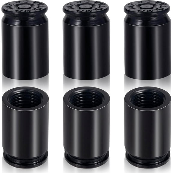 6 PCS Black Bullet Shaped Valve Stem Caps, Aluminum Alloy Universal Dustproof Tire Valve Stem Covers for Cars, SUV, Trucks, Bike, Motorcycle