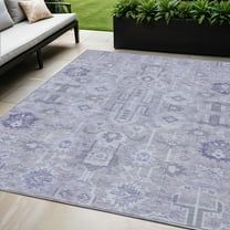 5' X 8' Lavender Purple And Gray Oriental Washable Indoor Outdoor Area Rug