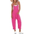 thumbnail image 1 of Women's V Neck Sleeveless Jumpsuits Spaghetti Straps Harem Long Pants Overalls With Pockets, 1 of 2
