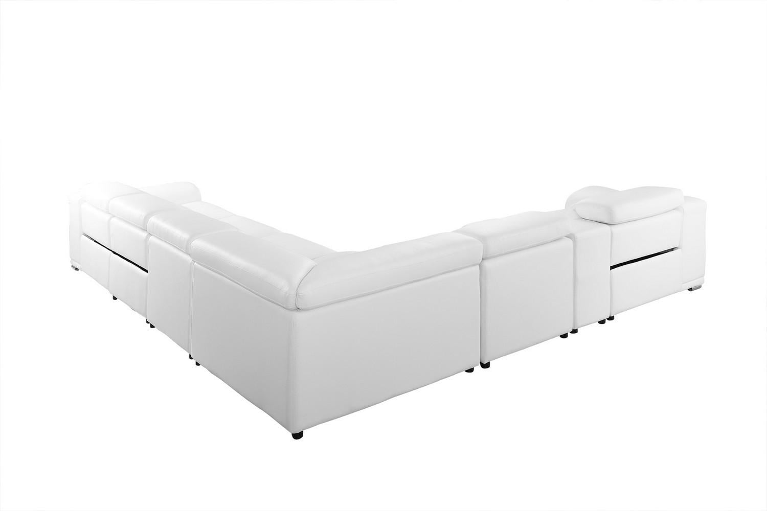 WHITE Italian Genuine Leather/3PWR Reclining Sectional Sofa