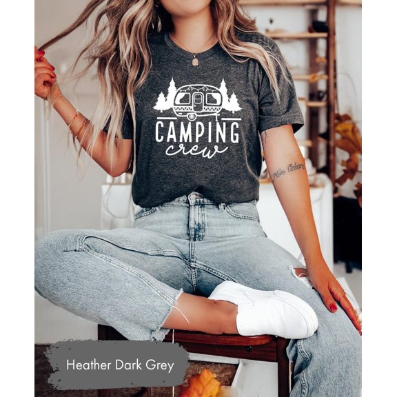 Gildan Camping Crew Shirt With Van Travel Theme, Fun Group Tee For Campers, Nature Explorers, And Outdoor Getaways, S-5XL Shirt