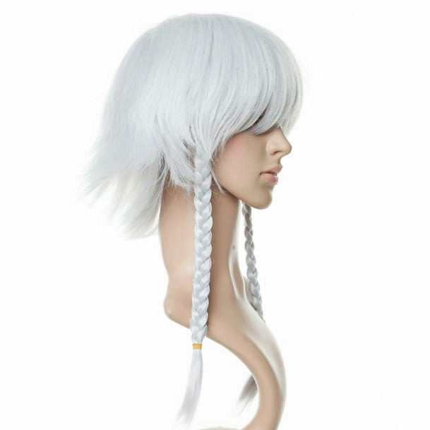 white pigtail wig