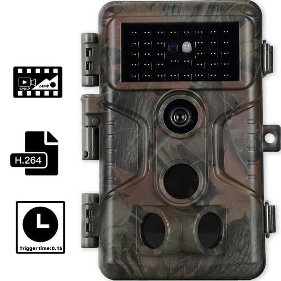 Agitato No Glow Game & Deer Trail Cameras 24MP 1296P H.264 Video 100ft Night Vision Motion Activated 0.1S Trigger Speed Waterproof Farm & Yard Cameras for Home Surveillance & Outdoor Wildlife Hunting