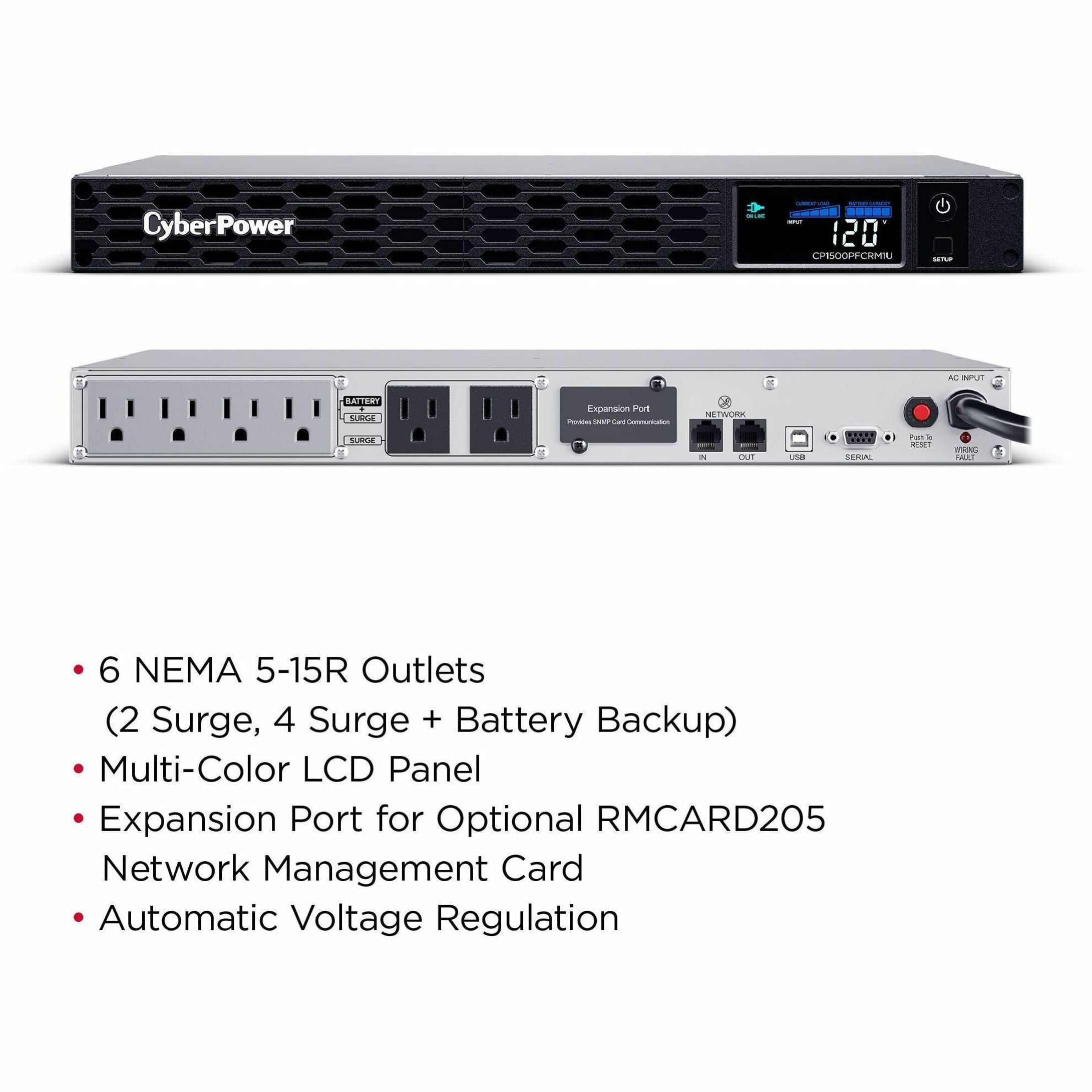 CyberPower CP1500PFCRM1U 1500 VA 900 Watts 6 Outlets UPS Systems