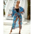thumbnail image 2 of Edolynsa Boho Printed Long Kimono Dress Bathing Suit Cover-ups Summer Clothing Tunic Women Beach Wear, 2 of 8