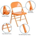 thumbnail image 2 of HERCULES COLORBURST Series Orange Marmalade Triple Braced & Double-Hinged Metal Folding Chair, 2 of 9