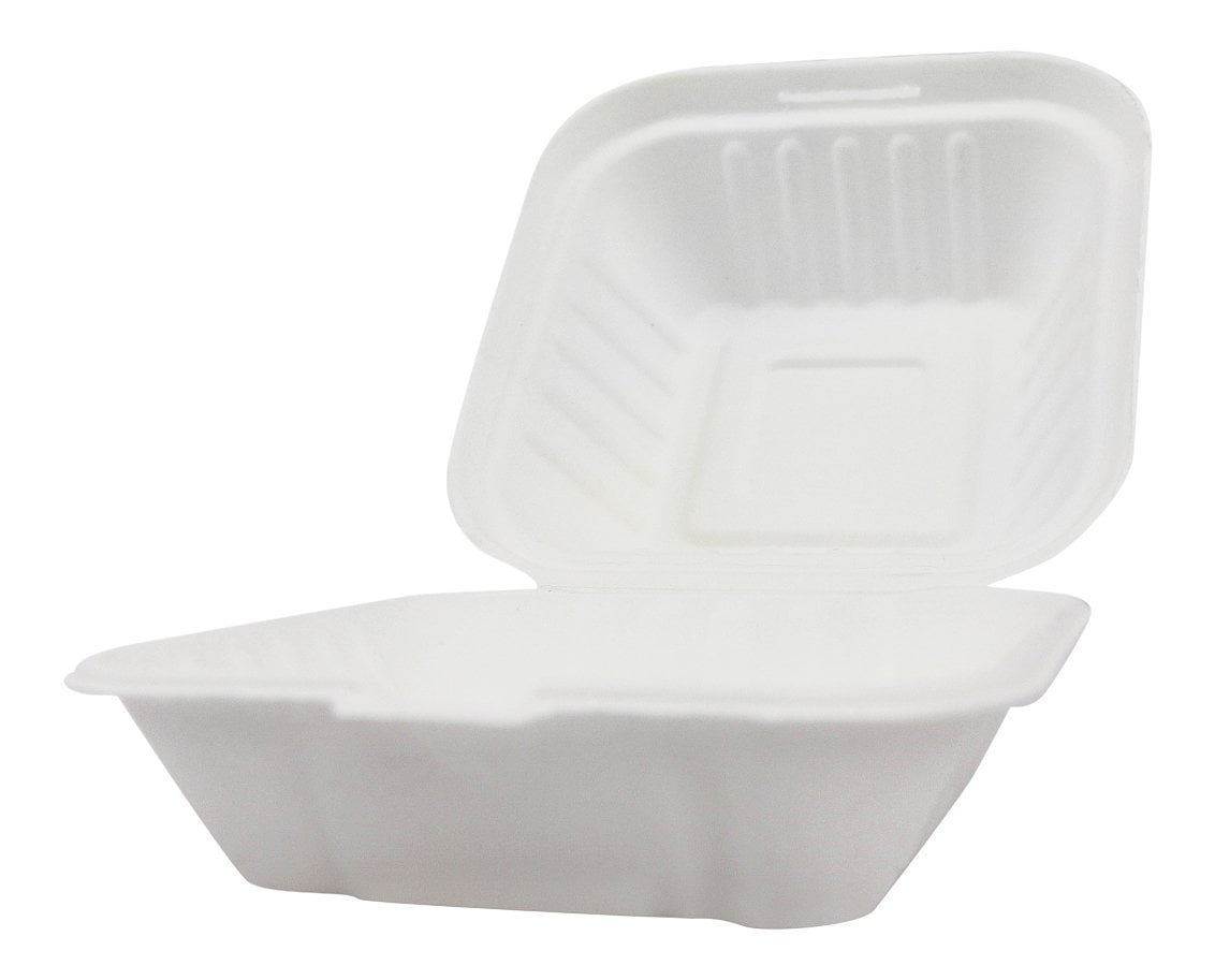Disposable Take Out Food Containers with Clamshell Hinged Lids 6x6 150 Pack 