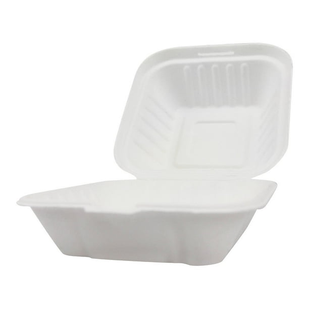 Clamshell Hinged Box Containers To Go Take Out Food Restaurant Case Disposable Boxes 6x6 100 Count Walmart Com