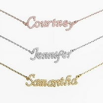 Personalized Planet Women's Sterling Silver Pave CZ Name Plaque Necklace