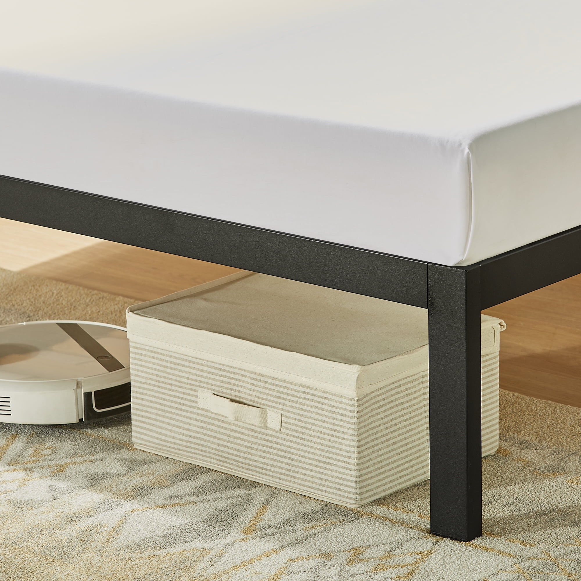 Mellow Hylle Metal Platform Bed with Headboard Shelf, King