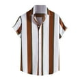 thumbnail image 3 of UVEASISHA Mens Fashion Bowling Shirt,Men's Striped Vacation Shirts Summer Short Sleeve Lapel Aloha Shirt Casual Button Down Beach Tropical Shirts Sales Today, 3 of 4