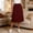 Wine, variant on Gifts Dianli Midi Skirt Layered Ruffle Elastic Waist Pocketed Workwear Midi Skirt Plaid Print Pull On Comfortable Breathable Office Casual Travel Everyday Skirt