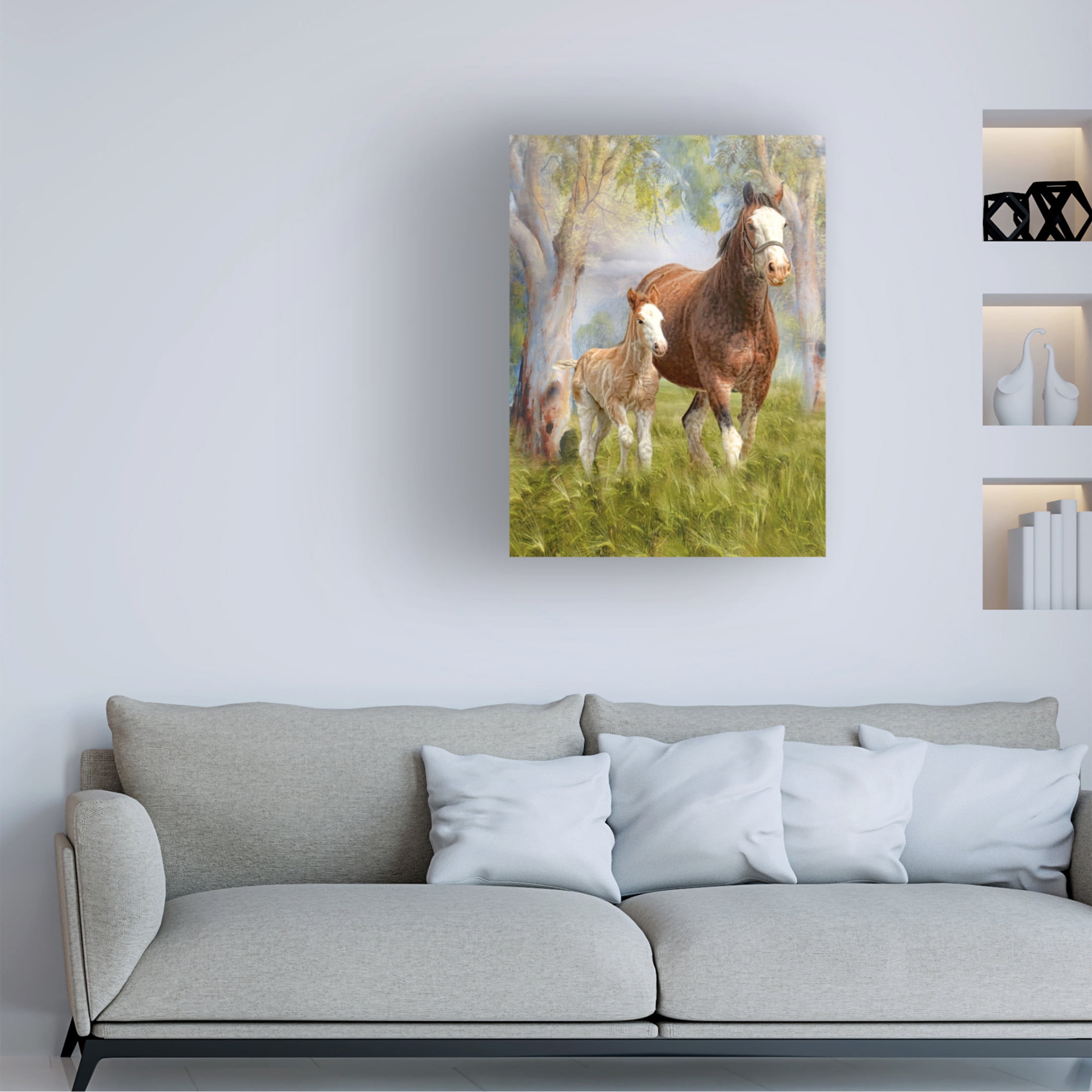 Canvas Wall Art - Trudi Simmonds 'Clydesdale Mare and Foal' Wall Art for Living Room, Bedroom, or Office Décor by Trademark Fine Art - 18 x 24 Inches