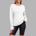 thumbnail image 2 of larppty Long Sleeve Training Top with Thumbholes, Comfortable Yoga Gym Quick-dry Pullover Top (White, L), 2 of 5