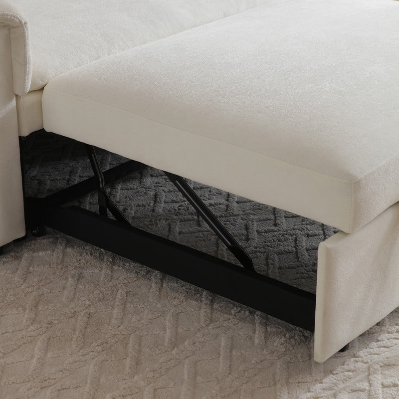 3-in-1 Convertible Velvet Pull Out Sofa Bed, Loveseat Chaise Sleeper Sofa with Adjustable Backrest, USB Ports & Side Pockets