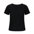 thumbnail image 4 of Guzom Fashion Womens Round Neck Short Sleeve Solid Color Casual Summer Blouse,Black,Size L, 4 of 6