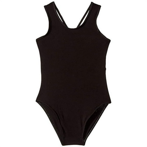 Flo Active Girl's Sparkle Back Mesh Tank Leotard (Little Kids/Big Kids) Black 14 New with box/tags