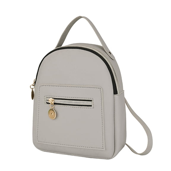 Women's Faux Leather Mini Backpack Lightweight Small Travel Backpack Purse Cute Fashion Shoulder Bags for Teen Student Gray