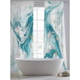 thumbnail image 5 of White Teal Marble Sheer Curtains 84 Inch Length 2 Panels Set, Modern Abstract Art Marble Fluid Voile Window Treatment Rod Pocket Curtains Sheers Drapes for Bedroom/Living Room/Kitchen 52"x84"x2, 5 of 7