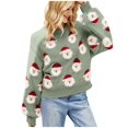 thumbnail image 4 of Cute Christmas Sweaters for Women 2025 Long Sleeve Crewneck Xmas Santa Knitted Pullover Sweater Jumper Tops, 4 of 8
