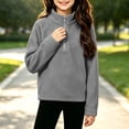 thumbnail image 2 of ATOGUTA Girls Turtleneck Sweatshirt Gray Kids Long Sleeve Half Zip Fleece Sweatshirts Casual Fashion Spring Fall Clothes Size 5T-15, 2 of 7