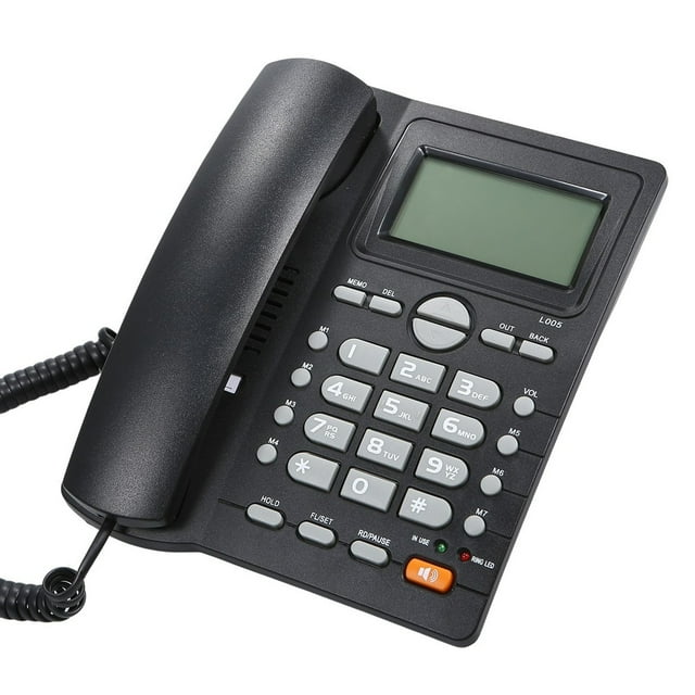 Mistaha Desktop Corded Telephone Landline Telephone with Caller Identification LCD Screen Adjustable Brightness Black(US Telephone