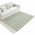 thumbnail image 4 of Sage Green Buffalo Plaid Washable Area Rug 3'x5',Farmhouse Green White Checkered Woven Cotton Tassels Kitchen Rugs,Non Slip Indoor Door Mat Throw Carpet for Entryway Living Room Nursery Laundry Room, 4 of 9