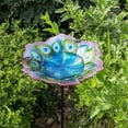 thumbnail image 3 of Bañera de vidrio para pájaros MUMTOP Garden Outdoor con estaca de metal en forma de pavo real, 3 of 7