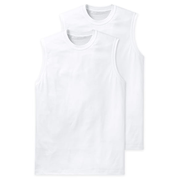 SCHIESSER Camisetas interiores para hombre, pack de 2 - «Essentials», camiseta sin mangas, cuello redondo, algodón Blanco XL (X-Large)