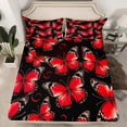 thumbnail image 1 of YST Draps Grand Girly Papillon Noir et Rouge Drap-Housse Papillons Rouges Draps de Lit, Housse de Lit Animaux Sauvages Literie Mignonne Femme Dame Décoration Maison, 3 Pcs, 1 of 4