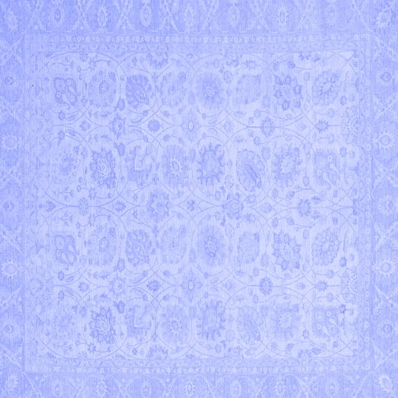 Ahgly Company Machine Washable Indoor Square Abstract Blue Modern Area Rugs, 5' Square