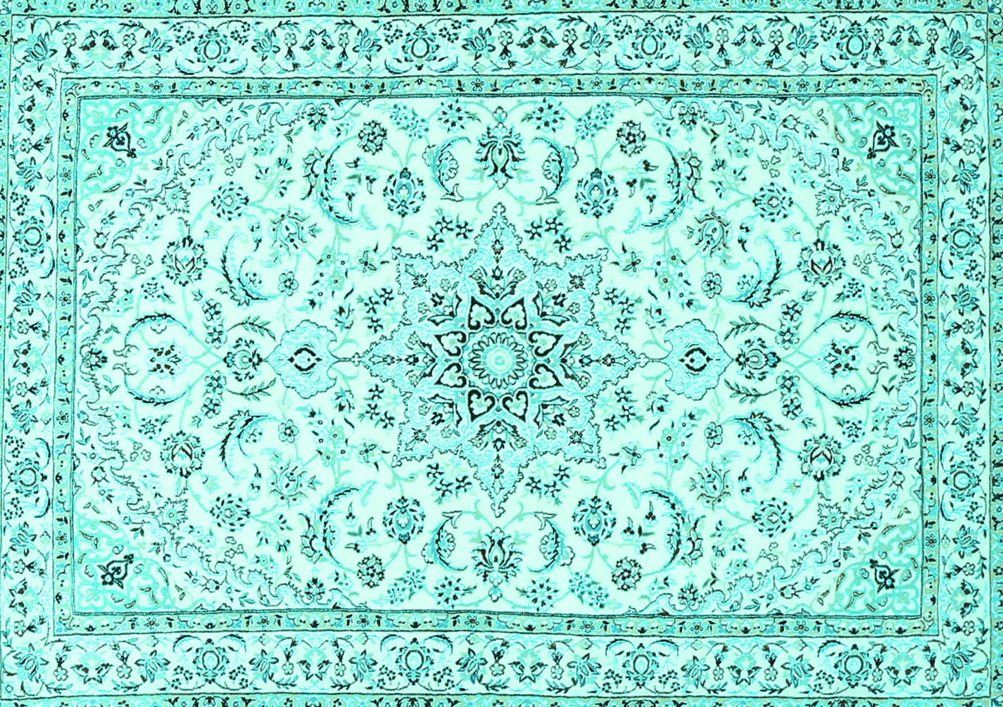Ahgly Company Indoor Rectangle Medallion Turquoise Blue Traditional ...