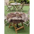 thumbnail image 4 of Outdoor Tablecloth with Umbrella Hole for Patio/Picnic/Party/Camping, Texas Star Vintage Waterproof Table Cloth Round Cover Washable, Brown Retro Art Red Berry Wooden (Dia 54"), 4 of 8