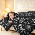 thumbnail image 3 of Homewish Gothic Moths Skull Queen Comforter Set,Spooky Botanical Mushroom Comforter Sets Queen,Black Gray,Black Reversible,3-Piece,1 Comforter and 2 Pillowcases, 3 of 7