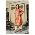 thumbnail image 2 of Ready to Wear Lawn with embroidery Pakistani Dress for Women with Chiffon Duppata - Three Piece Set (L, Orange), 2 of 6