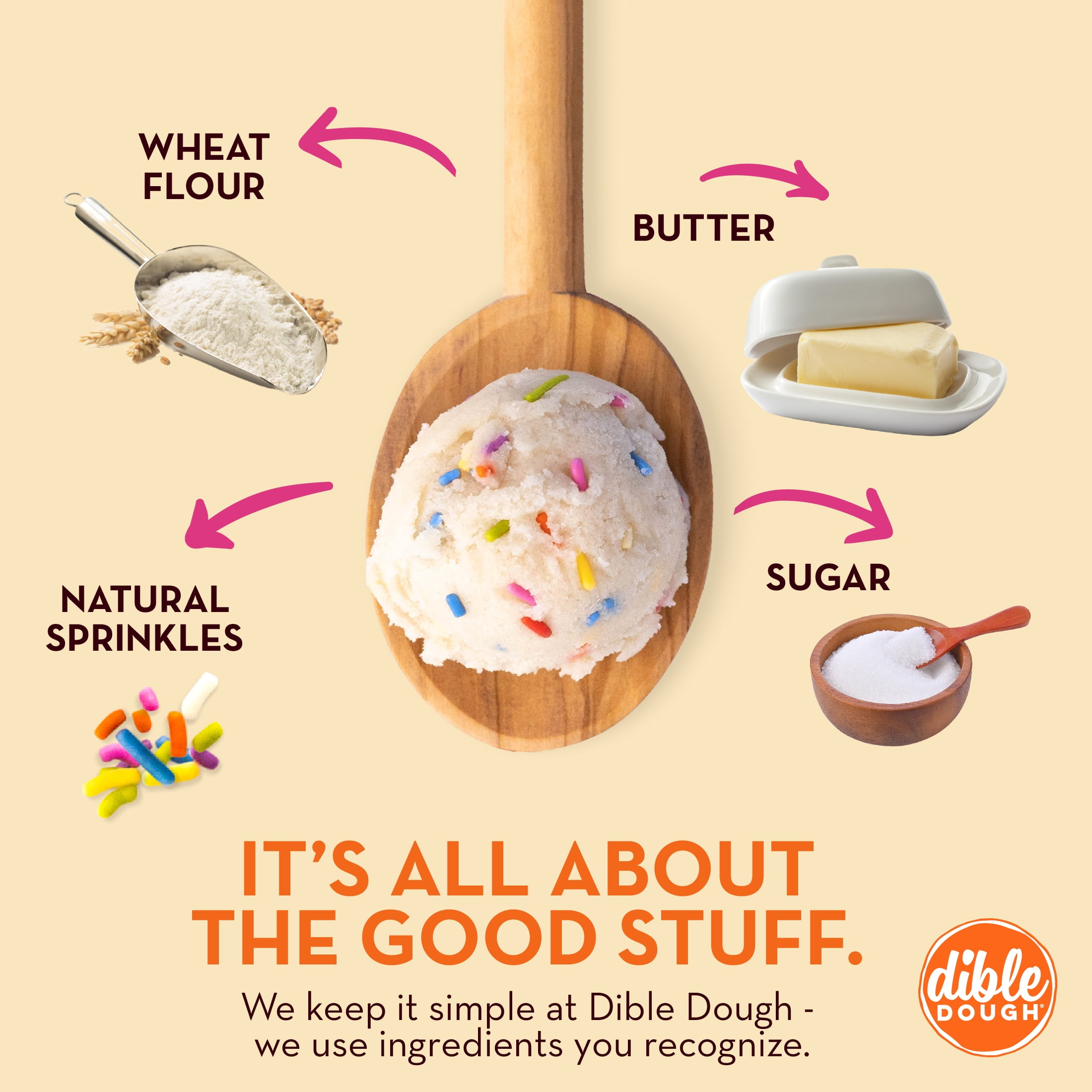 Dible Dough Sugar Cookie with Sprinkles Edible Cookie Dough Bar, Egg-Free Snacks