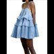 thumbnail image 1 of Vestido de Verano para Mujer, Minivestido Corto Holgado Sin Mangas con Tirantes Finos Ajustables Azul M, 1 of 9