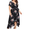 thumbnail image 1 of Aqestyerly Robe Boho à Manches Courtes Imprimé Floral Col en V Grande Taille pour Femmes Robe de Soirée HWRETIE, 1 of 5