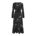thumbnail image 5 of Gibobby Vestido largo de playa de verano para mujer Vestido casual de mujer de manga larga con estampado floral elegante vestido con volantes flor temperamento vestido(Negro,G), 5 of 5