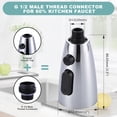 thumbnail image 6 of Wowow Kitchen Faucet Head Replacement Chrome, 3 Function Pull Out Spray Nozzle with 9 Adapters for Kitchen Sink Faucet，US Standard for Moen Kohler Delta Faucets G1/2 Male Connector, 6 of 6