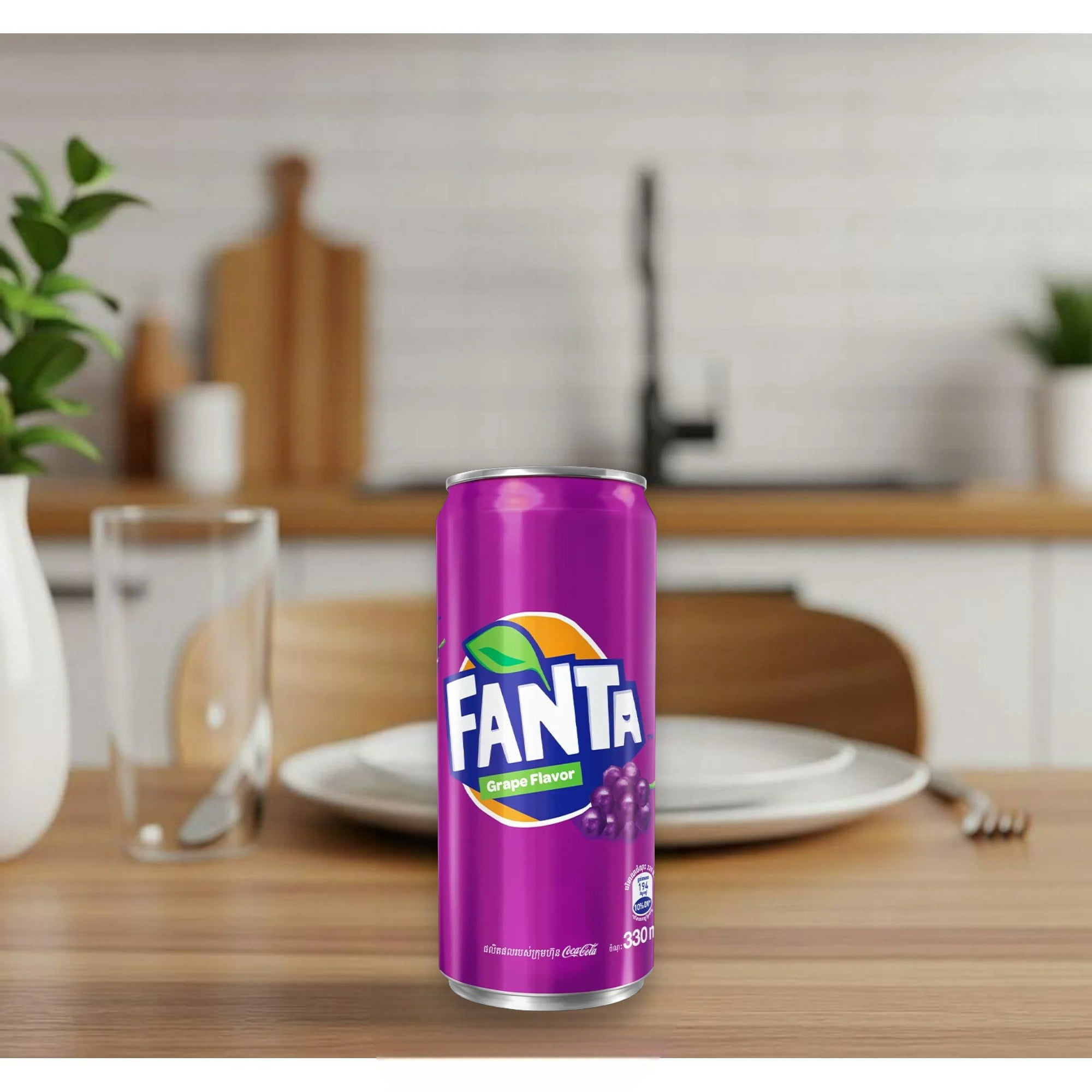 6 Pack Fanta Grape Drink Soda, 330ml Can, Sparkling Fruit Flavored Soft Drink, Refreshing Purple Grape Soda - With FANTA Sticker